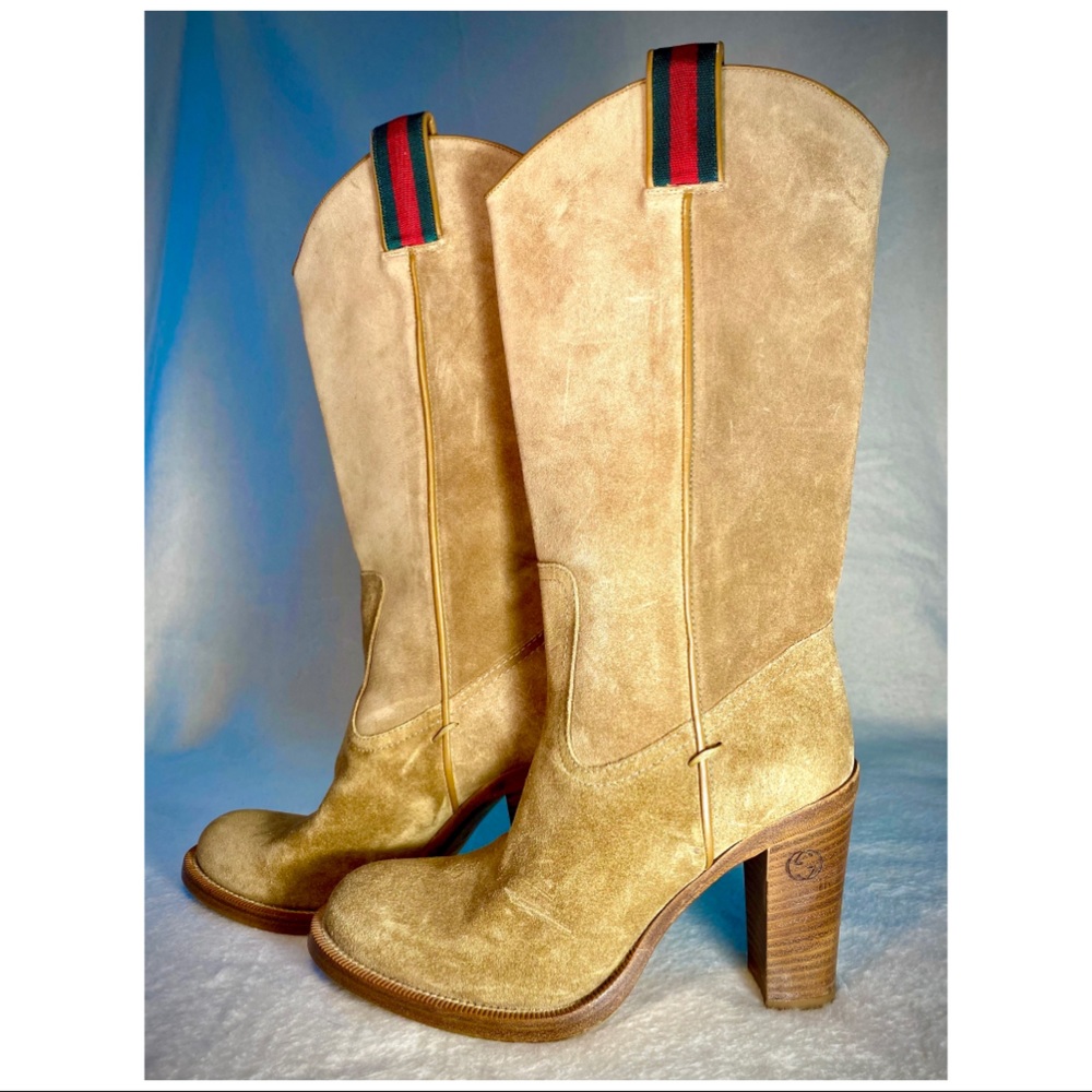Gucci Suede High Heeled Cowboy Boots 👢😍 7B
